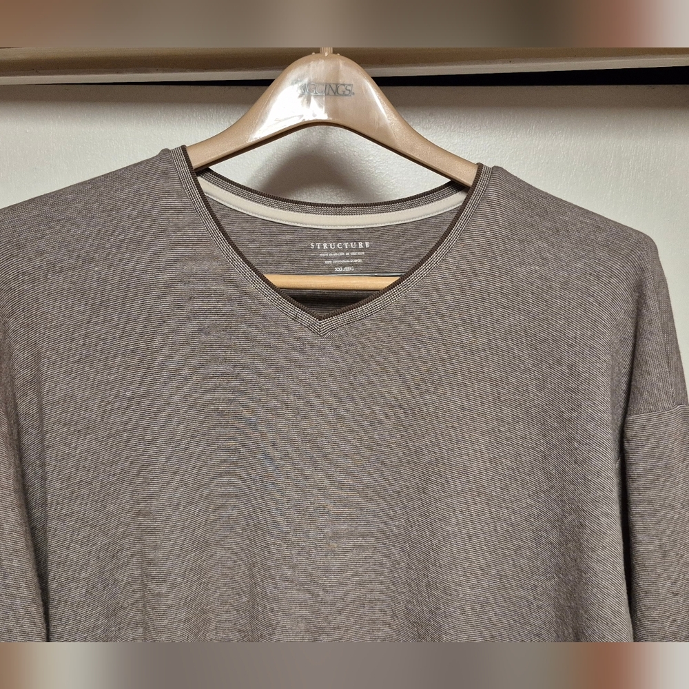 Men's Structure Brown V-Neck T Shirt